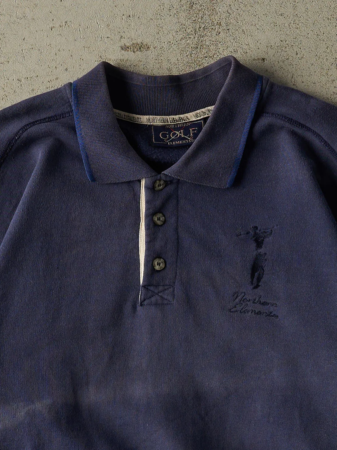 Vintage 90s Sun Faded Navy Northern Elements Golf Quarter Button Sweater (M/L) sold by Rebalance Vintage product image thumbnail 2