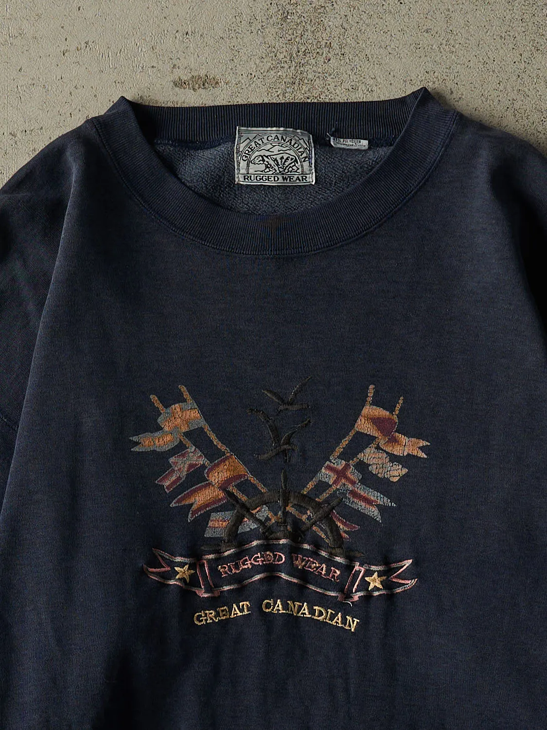 Vintage 90s Navy Blue Great Canadian Ruggedwear Embroidered Crewneck (M/L) sold by Rebalance Vintage product image thumbnail 2