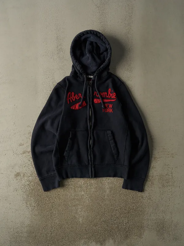 Vintage Y2K Navy Blue Abercrombie New York Zip Up Hoodie (M) sold by Rebalance Vintage