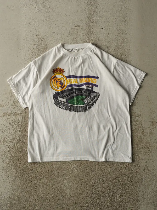 Vintage 90s White Real Madrid Tee (S/M) made by Rebalance Vintage