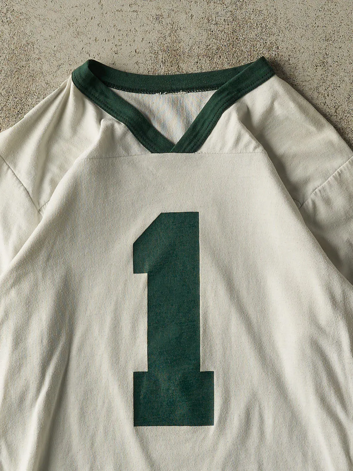 Vintage 80s White #1 Football Jersey Tee (XS/S) sold by Rebalance Vintage product image thumbnail 3