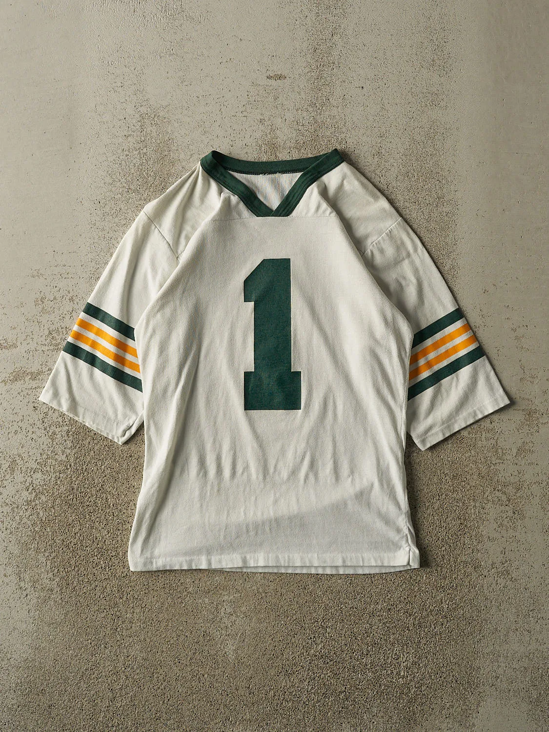 Vintage 80s White #1 Football Jersey Tee (XS/S) sold by Rebalance Vintage