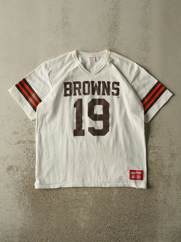Vintage 80s White Cleveland Browns #19 Jersey Tee (L/XL) made by Rebalance Vintage
