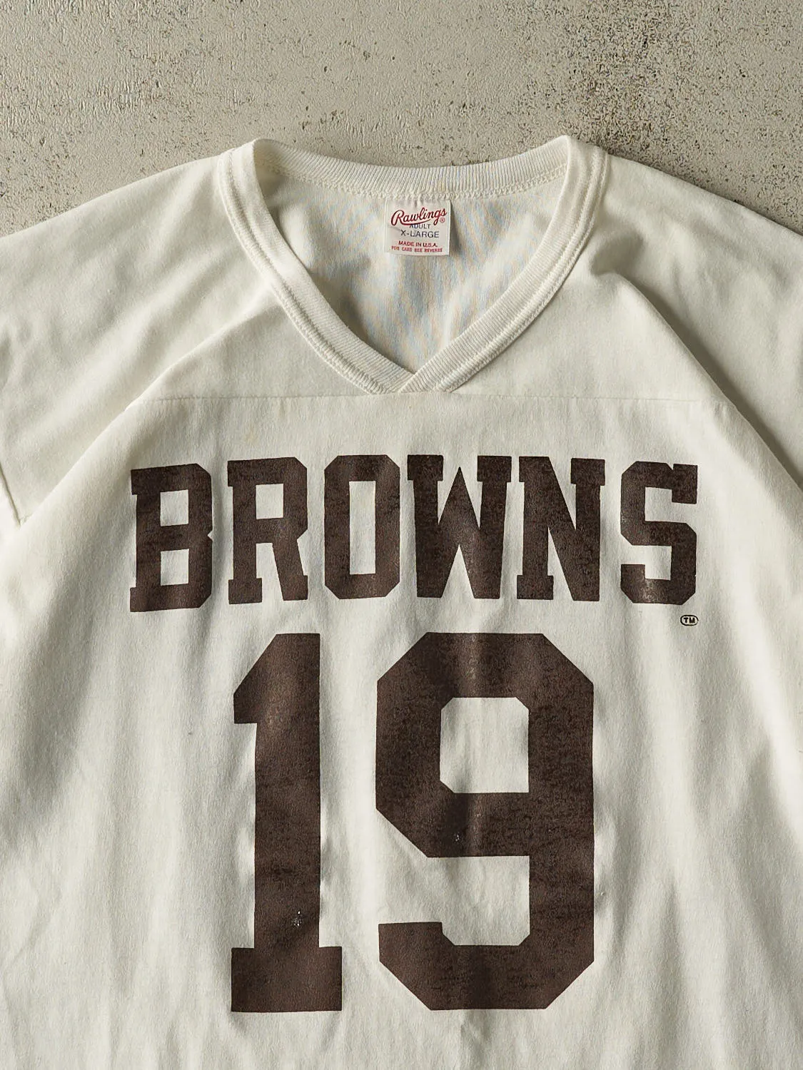 Vintage 80s White Cleveland Browns #19 Jersey Tee (L/XL) sold by Rebalance Vintage product image thumbnail 3