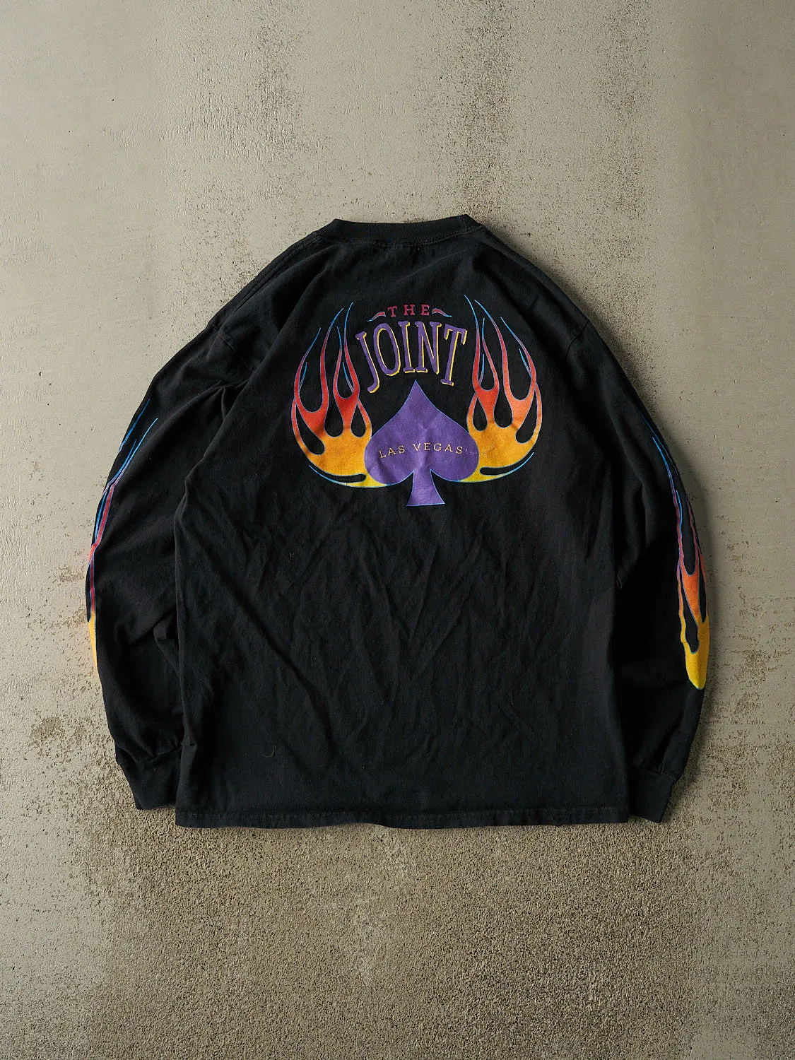 Vintage 90s Black Hard Rock Hotel Las Vegas Flames Long Sleeve (L/XL) sold by Rebalance Vintage product image thumbnail 2