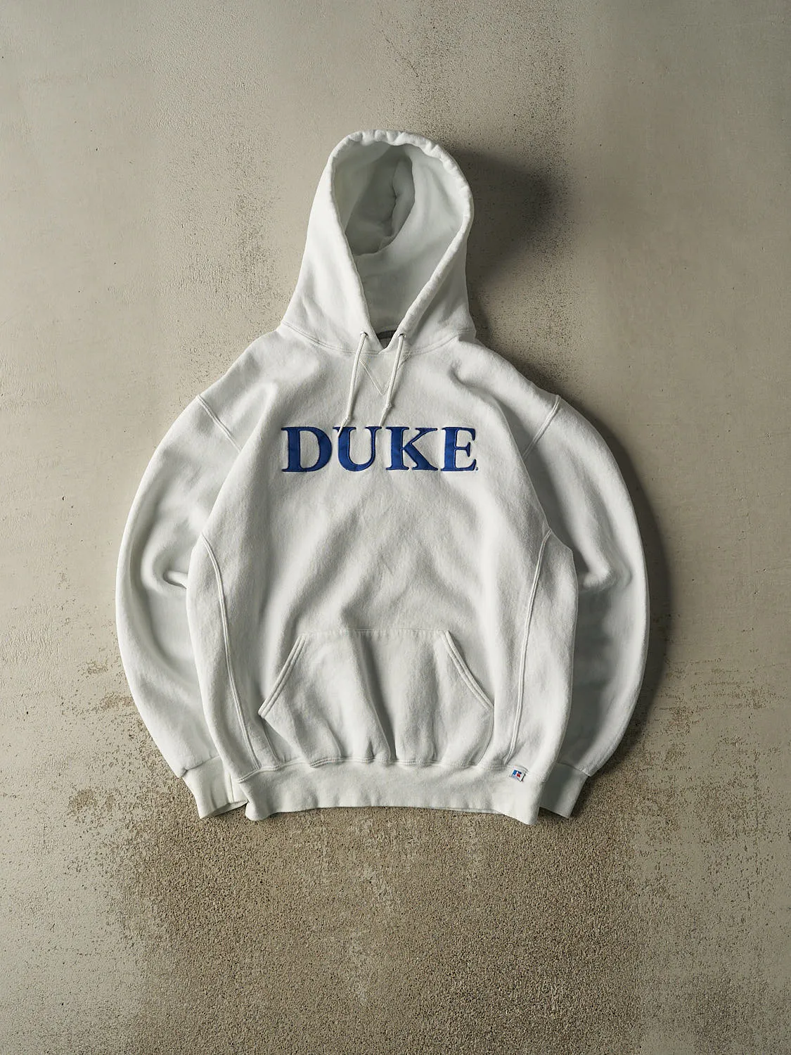 Vintage Y2K White Russell Athletic Duke University Hoodie (L/XL) sold by Rebalance Vintage