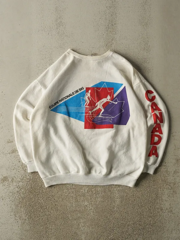 Vintage 80s White Canada Skiing Crewneck (M/L) sold by Rebalance Vintage