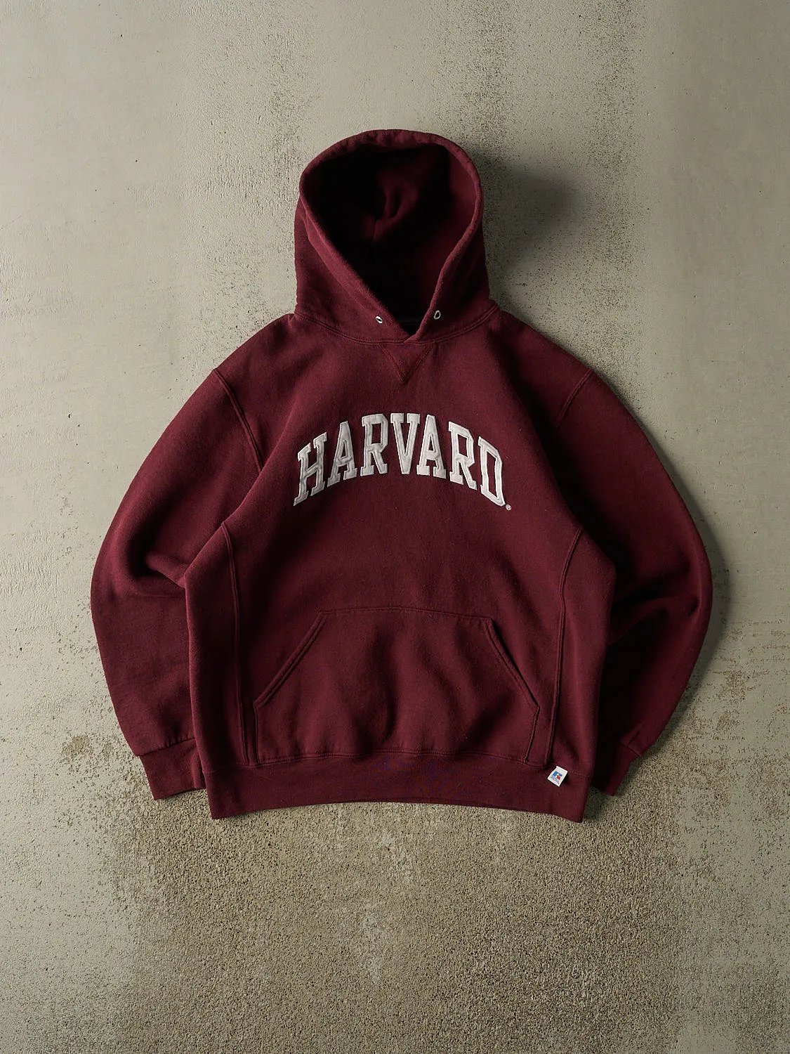 Vintage Y2K Burgundy Russell Athletic Harvard University Hoodie (M) sold by Rebalance Vintage