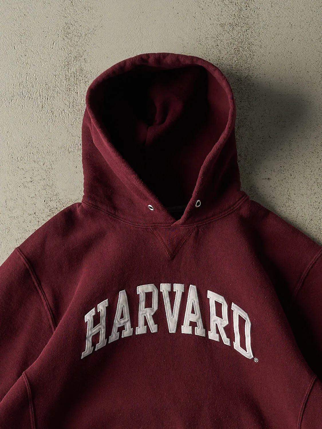 Vintage Y2K Burgundy Russell Athletic Harvard University Hoodie (M) sold by Rebalance Vintage product image thumbnail 2