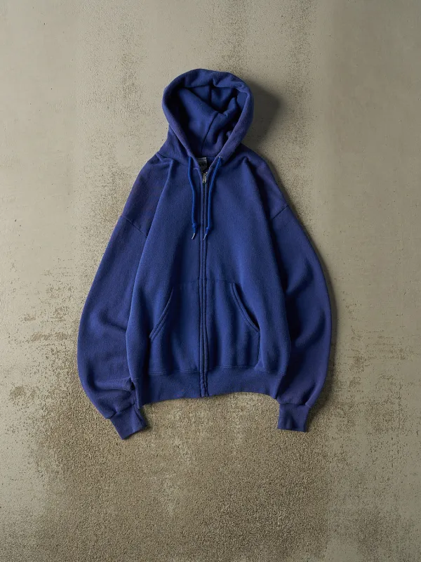 Vintage 90s Royal Blue Blank Zip Up Hoodie (S) sold by Rebalance Vintage