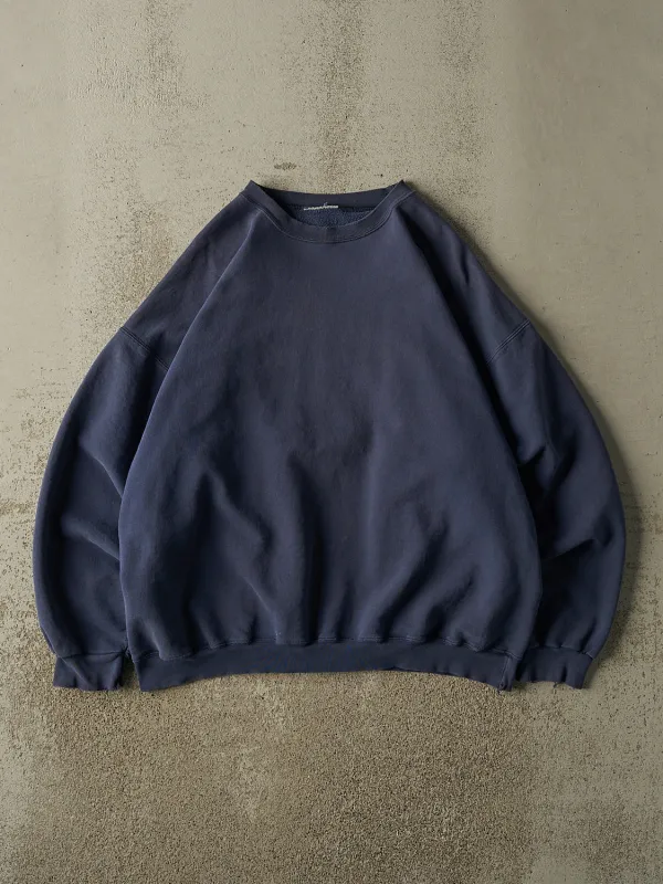 Vintage 90s Sun Faded Navy Blank Crewneck (XL) made by Rebalance Vintage