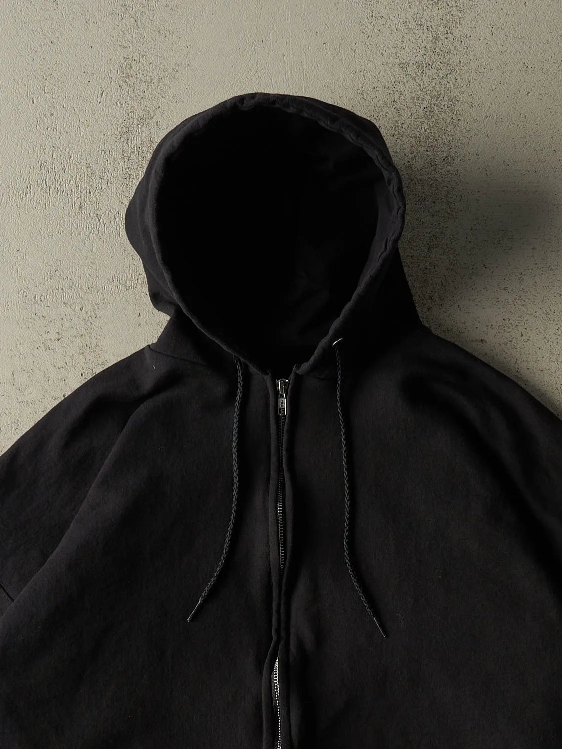 Vintage 90s Black Blank Zip Up Hoodie (L/XL) sold by Rebalance Vintage product image thumbnail 2