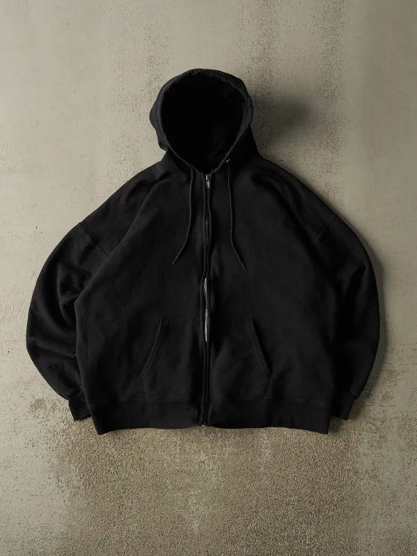 Vintage 90s Black Blank Zip Up Hoodie (L/XL) made by Rebalance Vintage