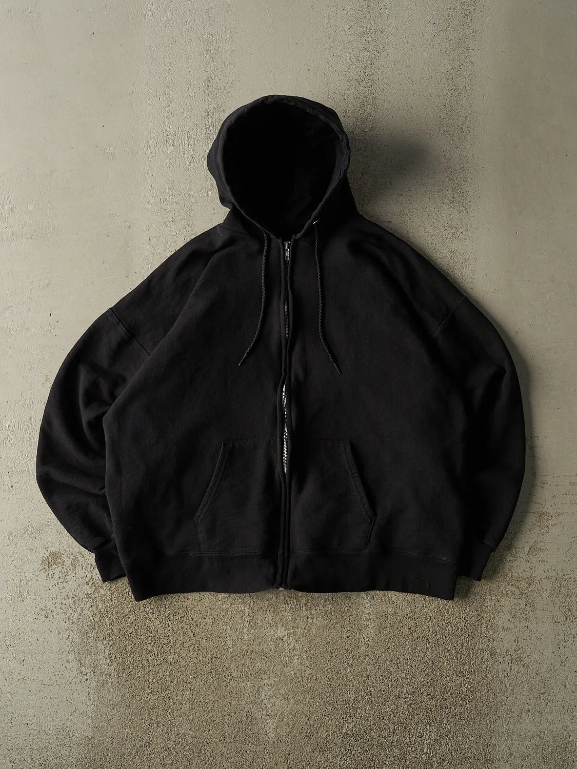 Vintage 90s Black Blank Zip Up Hoodie (L/XL) sold by Rebalance Vintage