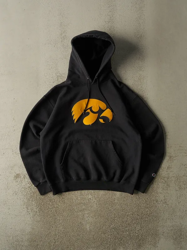 Vintage 90s Black Champion Iowa Hawkeyes Hoodie (S/M) made by Rebalance Vintage