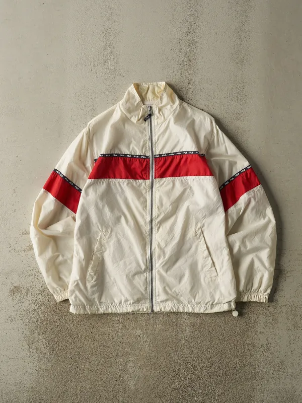 Vintage Y2K White Fila Windbreaker Jacket (S/M) made by Rebalance Vintage