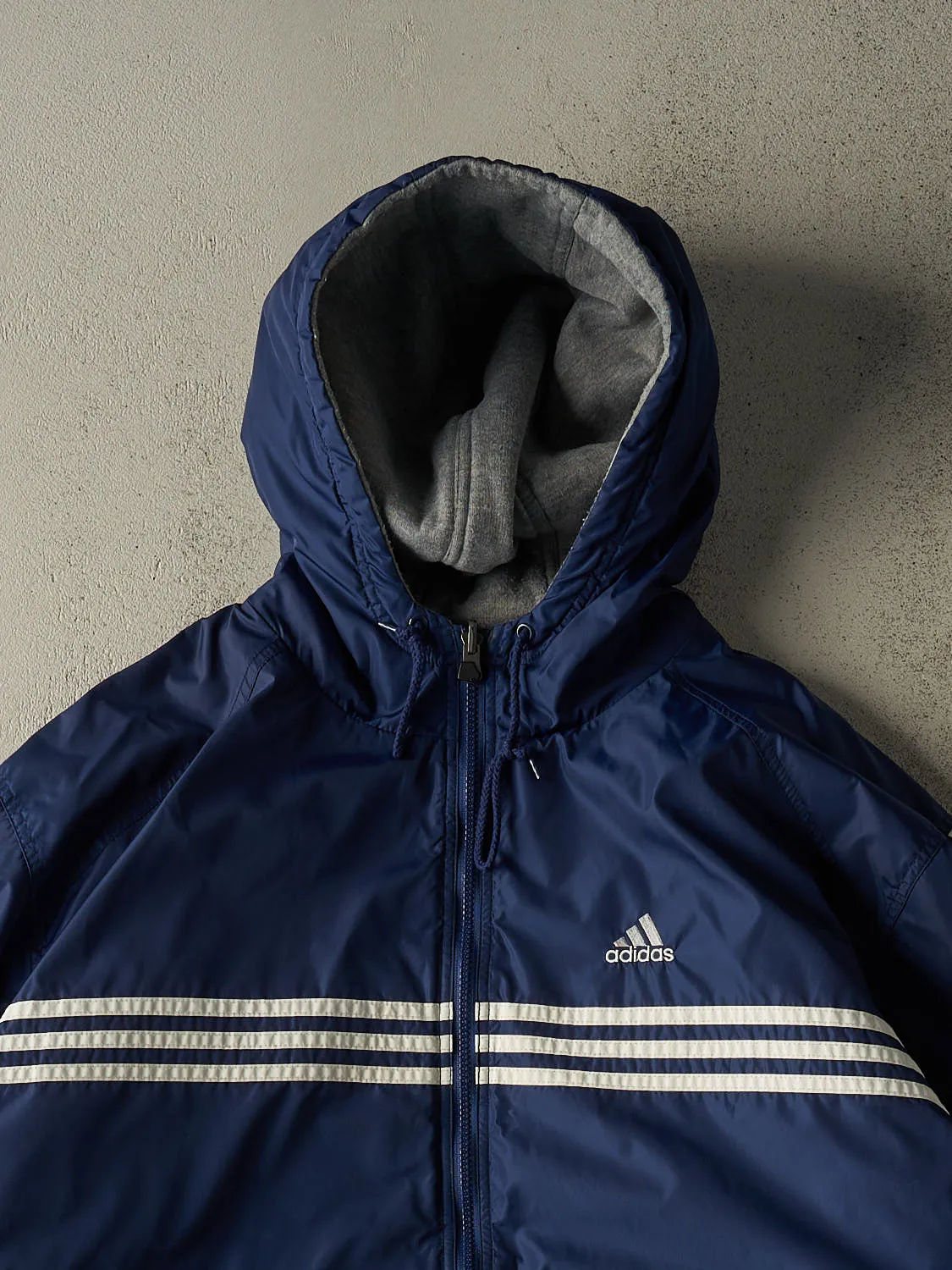 Vintage Y2K Navy Blue Adidas Reversible Windbreaker Jacket (XXL/XXXL) sold by Rebalance Vintage product image thumbnail 4