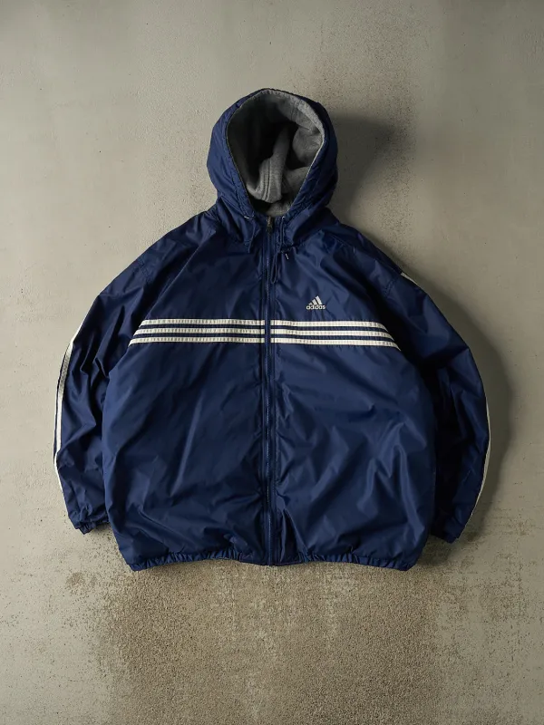 Vintage Y2K Navy Blue Adidas Reversible Windbreaker Jacket (XXL/XXXL) made by Rebalance Vintage