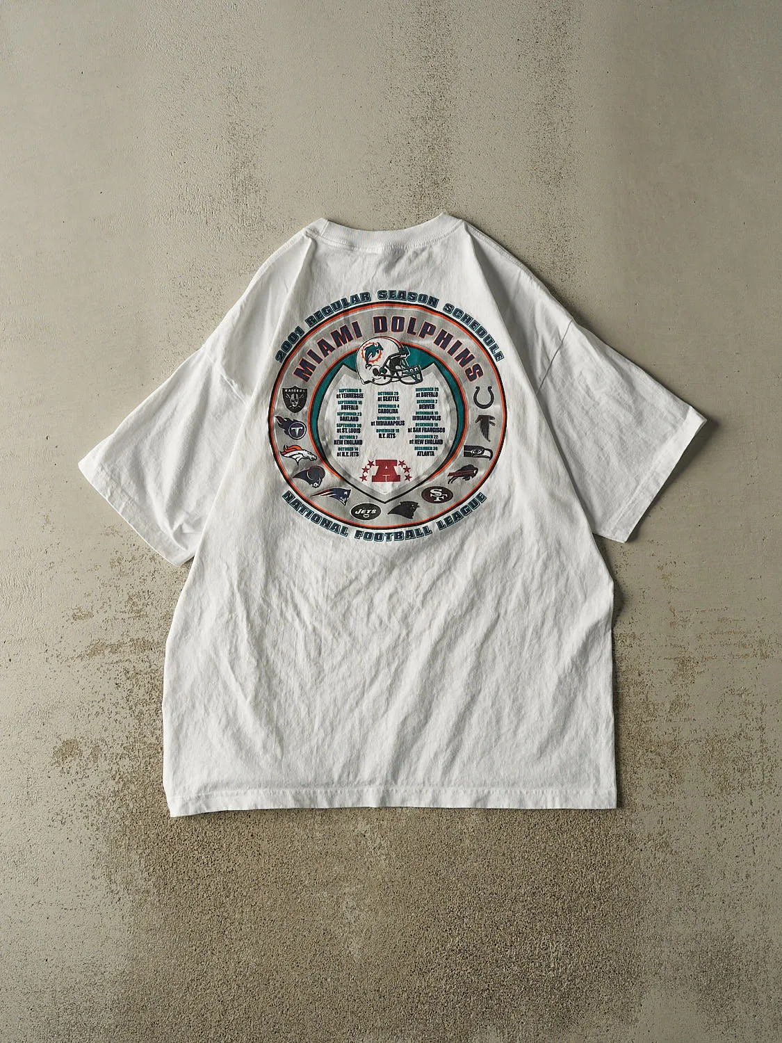 Vintage 01' White Miami Dolphins Season Schedule Tee (XXL) sold by Rebalance Vintage product image thumbnail 2