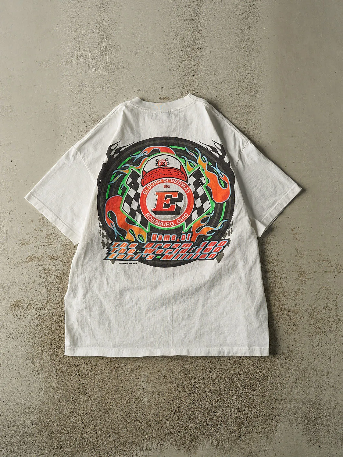 Vintage 01' White Eldora Speedway Racing Tee (XL) sold by Rebalance Vintage product image thumbnail 2