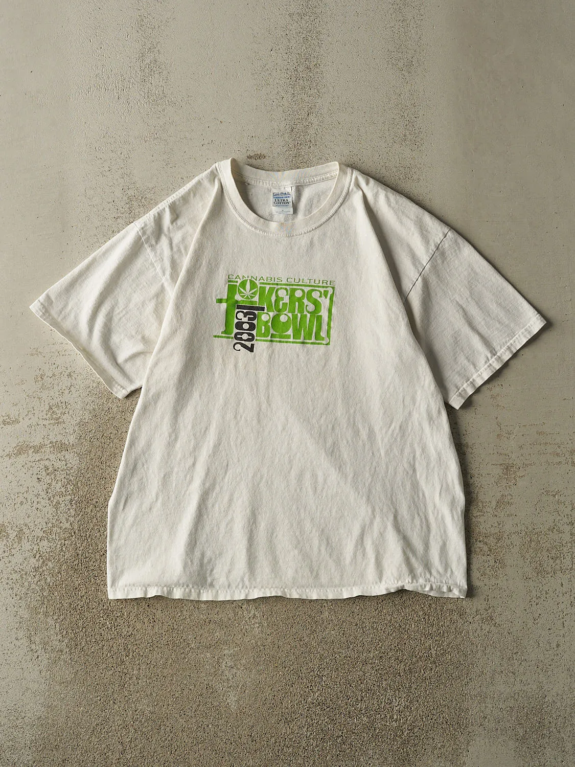 Vintage 03' White Cannabis Culture Jokers Bowl Tee (L/XL) sold by Rebalance Vintage