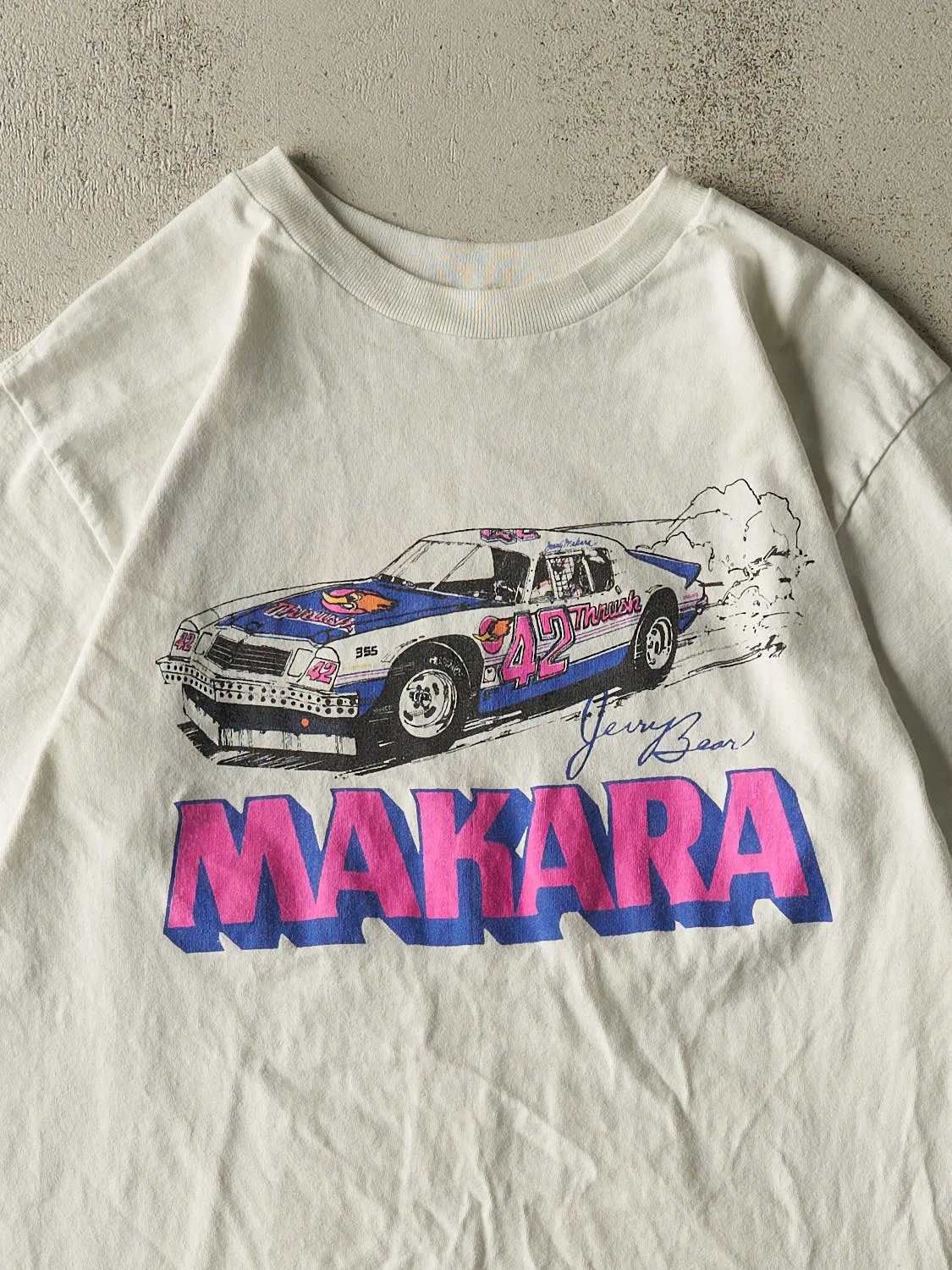 Vintage 80s White Makara Single Stitch Racing Tee (L/XL) sold by Rebalance Vintage product image thumbnail 3