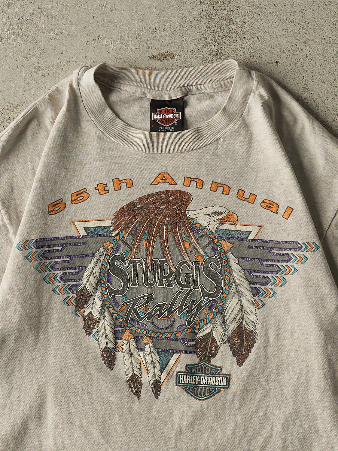Vintage 95' Heather Grey Harley Davidson 55th Annual Sturgis Rally Single Sittch Tee (M) sold by Rebalance Vintage product image thumbnail 3