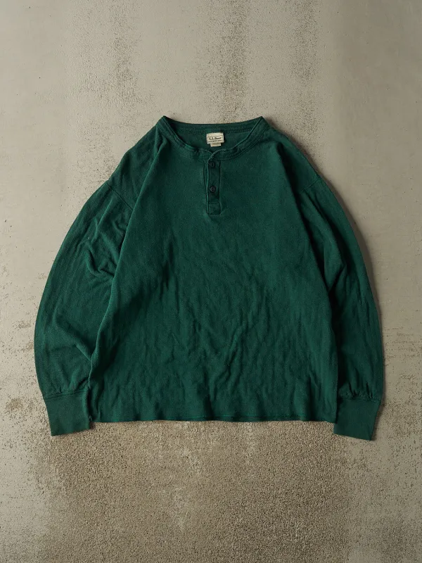 Vintage Y2K Green LL Bean Quarter Button Long Sleeve (L/XL) made by Rebalance Vintage