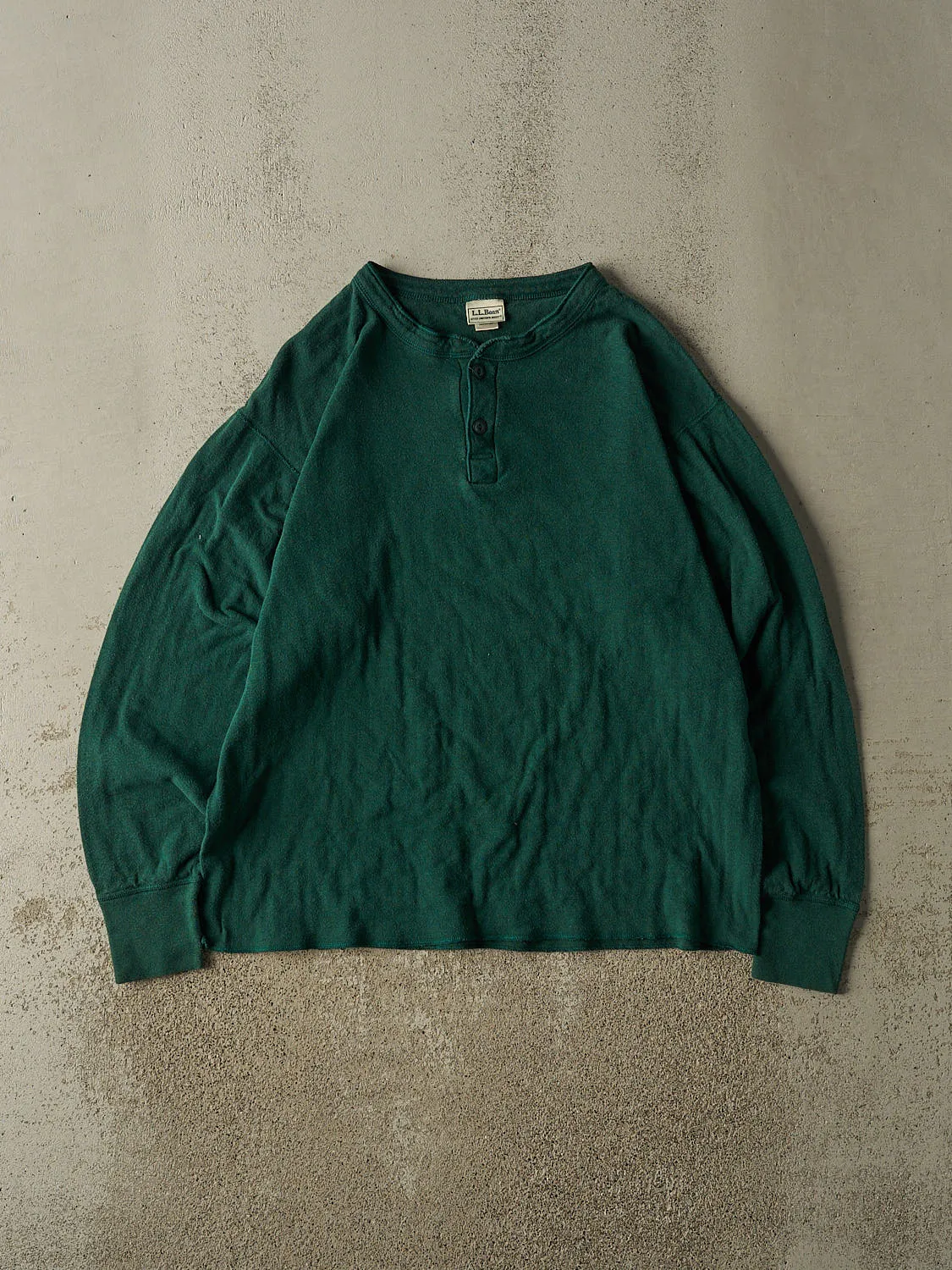 Vintage Y2K Green LL Bean Quarter Button Long Sleeve (L/XL) sold by Rebalance Vintage