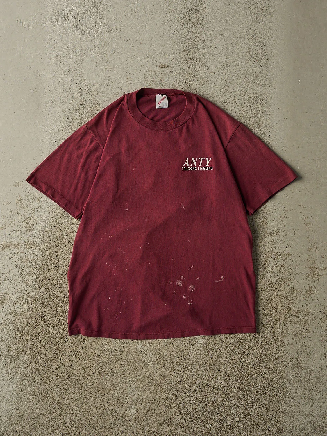 Vintage 80s Burgundy ANTY Trucking and Rigging Tee (S/M) sold by Rebalance Vintage
