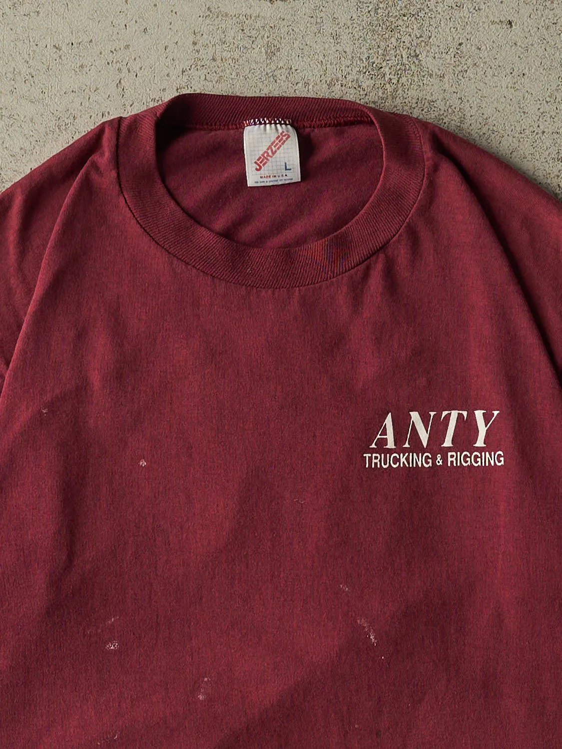 Vintage 80s Burgundy ANTY Trucking and Rigging Tee (S/M) sold by Rebalance Vintage product image thumbnail 3