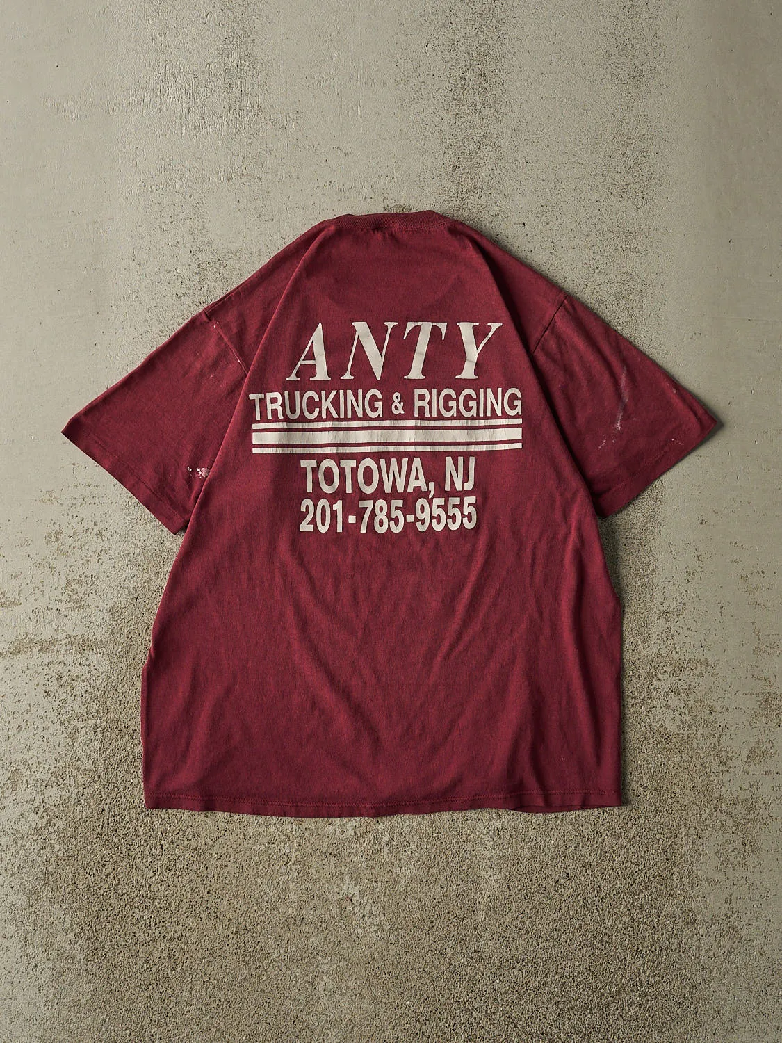 Vintage 80s Burgundy ANTY Trucking and Rigging Tee (S/M) sold by Rebalance Vintage product image thumbnail 2