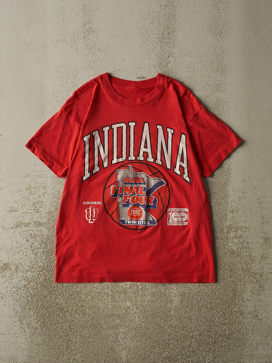 Vintage 92' Red Indiana University NCAA Final Four Single Stitch Tee (M) sold by Rebalance Vintage