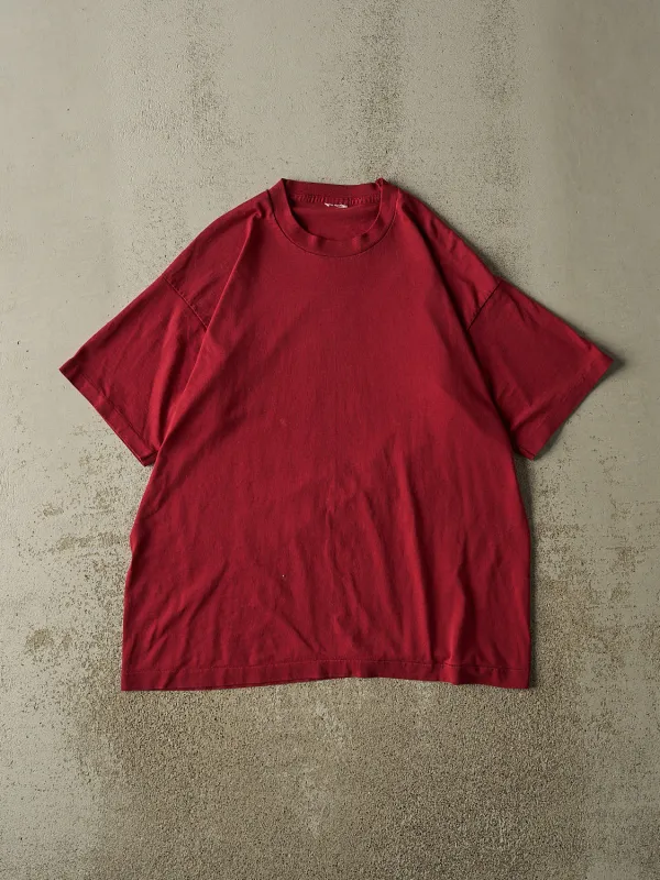 Vintage 90s Burgundy Blank Single Stitch Tee (L/XL) made by Rebalance Vintage