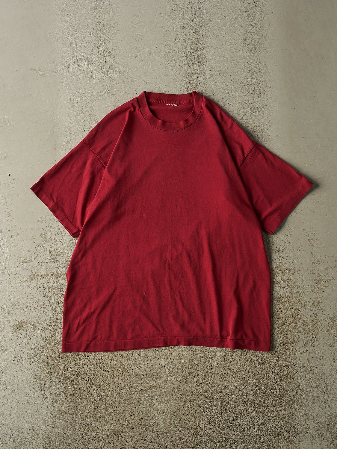 Vintage 90s Burgundy Blank Single Stitch Tee (L/XL) sold by Rebalance Vintage