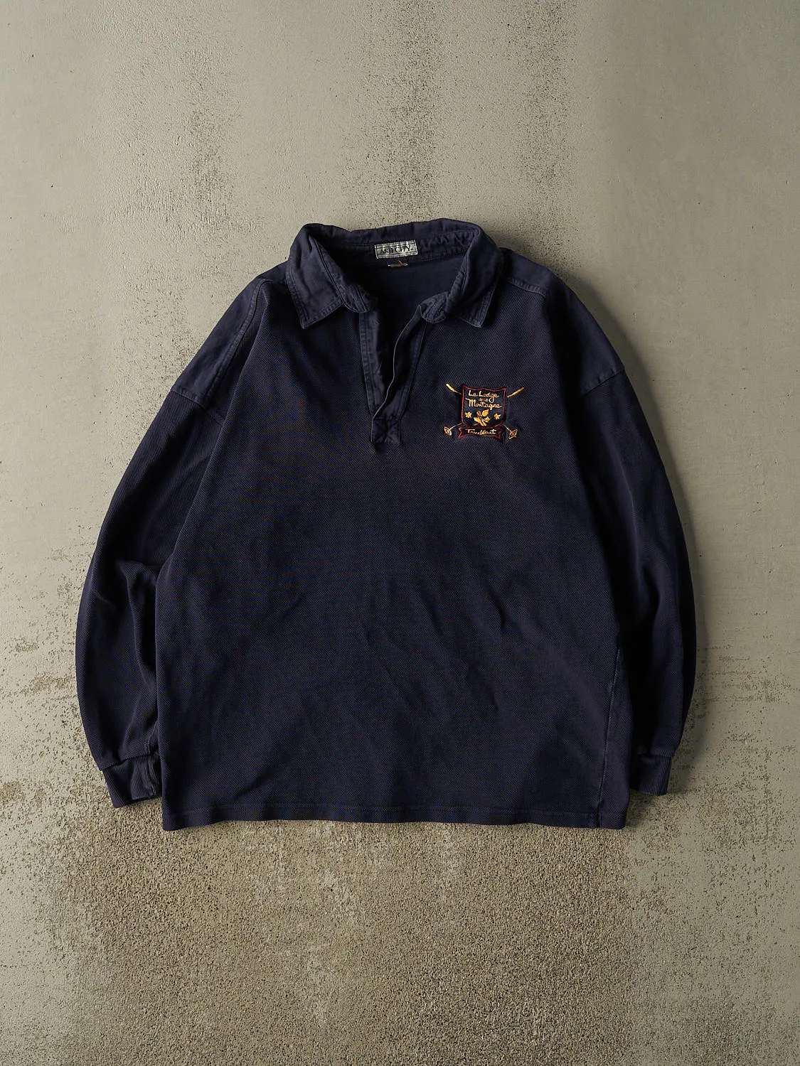 Vintage 90s Navy Blue Tremblant Quarter Button Long Sleeve (L/XL) sold by Rebalance Vintage