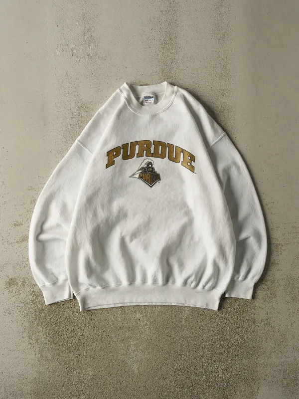 Vintage 90s White Purdue University Crewneck (L/XL) sold by Rebalance Vintage
