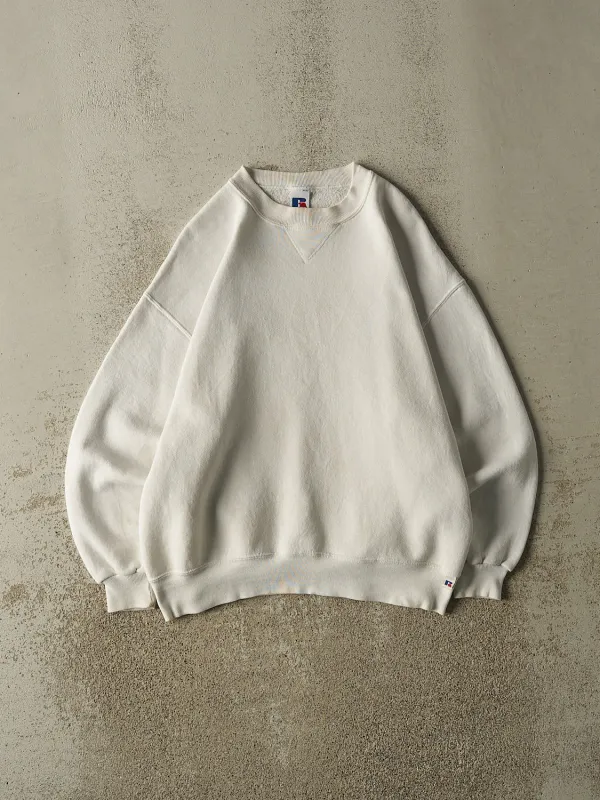 Vintage 90s White Russell Athletic Blank Crewneck (M/L) sold by Rebalance Vintage