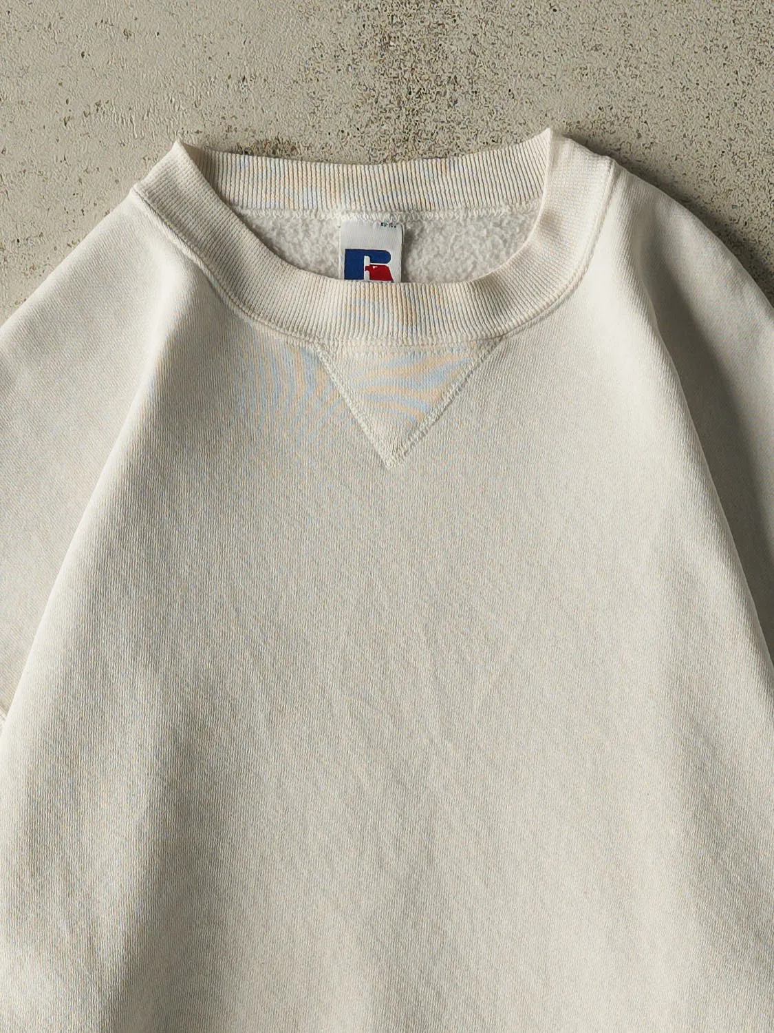 Vintage 90s White Russell Athletic Blank Crewneck (M/L) sold by Rebalance Vintage product image thumbnail 2