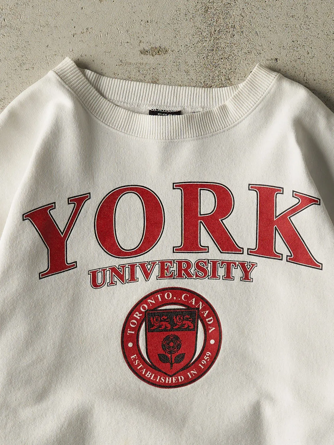 Vintage 90s White York University Crewneck (L) sold by Rebalance Vintage product image thumbnail 2
