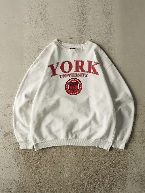 Vintage 90s White York University Crewneck (L) made by Rebalance Vintage