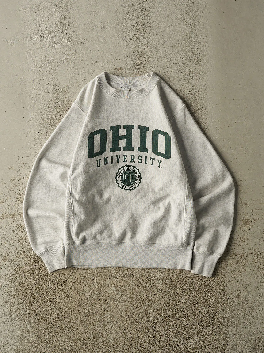 Vintage Y2K Heather Grey Champion Reverse Weave Ohio University Crewneck (S) sold by Rebalance Vintage
