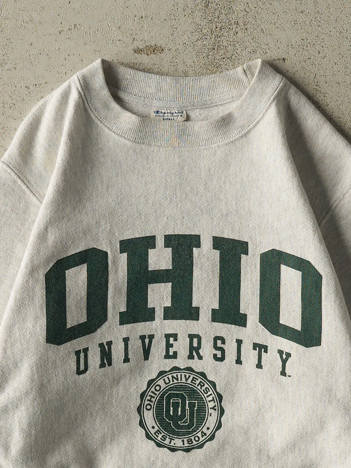 Vintage Y2K Heather Grey Champion Reverse Weave Ohio University Crewneck (S) sold by Rebalance Vintage product image thumbnail 3