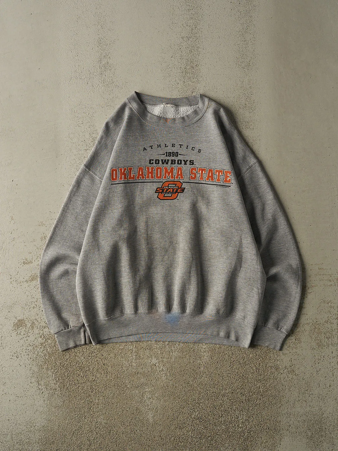 Vintage 90s Grey Oklahoma State University Crewneck (XXL) sold by Rebalance Vintage