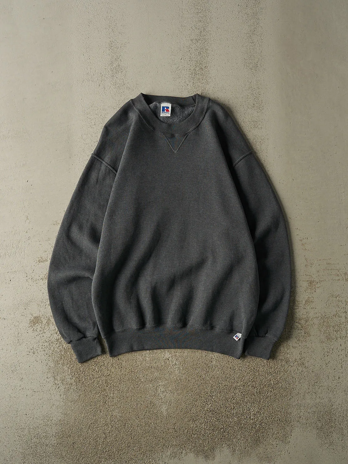 Vintage 90s Charcoal Grey Russell Athletic Blank Crewneck (XL/XXL) sold by Rebalance Vintage