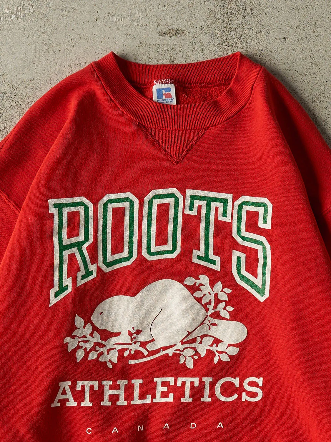 Vintage 80s Red Russell Athletic x Roots Crewneck (M/L) sold by Rebalance Vintage product image thumbnail 2