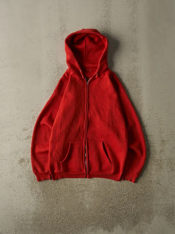 Vintage 80s Red Blank Zip Up Hoodie (S/M) made by Rebalance Vintage