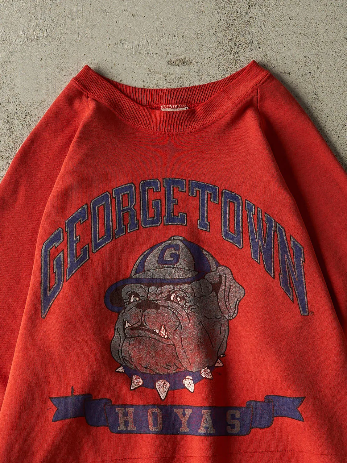 Vintage 80s Sun Faded Red Georgetown University Hoyas Crewneck (L/XL) sold by Rebalance Vintage product image thumbnail 2
