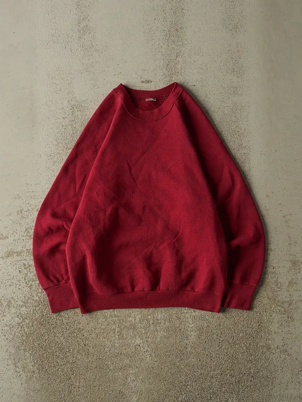 Vintage 80s Burgundy Blank Crewneck (S/M) made by Rebalance Vintage