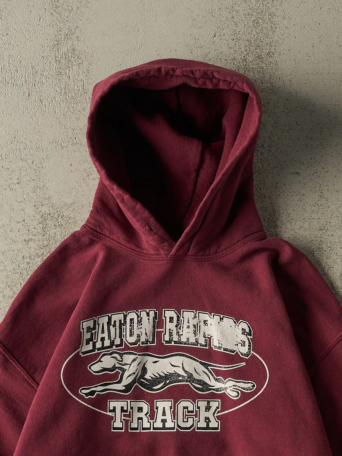 Vintage 90s Burgundy Eaton Rapids Track Hoodie (S/M) sold by Rebalance Vintage product image thumbnail 2